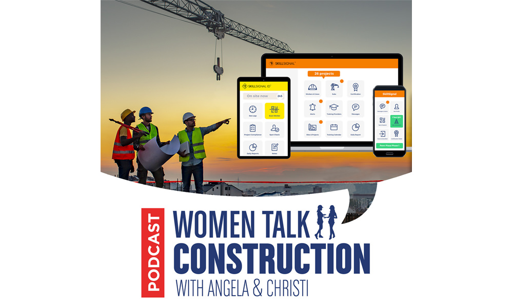 A graphic for the Women Talk Construction podcast show