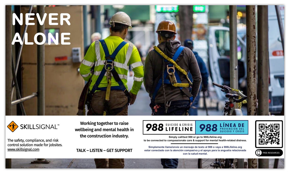 An ad from SkillSignal promoting construction workers wellbeing